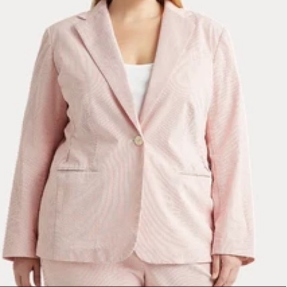 Lauren Ralph Lauren Jackets & Blazers - Lauren Ralph Lauren Menswear-Inspired Blazer, Pink/White Striped, NWOT